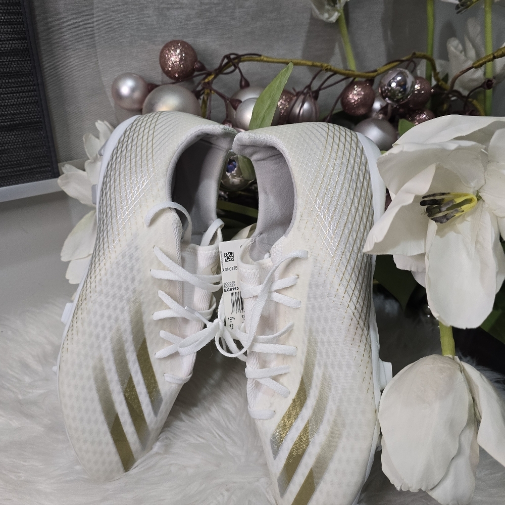 Adidas X-Ghosted.3 FG White Gold Mens Shoes size13Color:Cloud White/Metallic